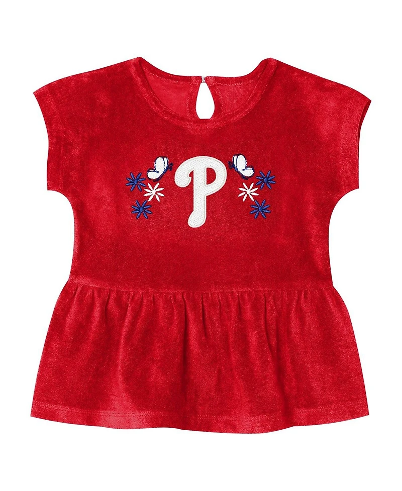 Outerstuff Girls Toddler 2-Piece Red Philadelphia Phillies Hop Base Fashion T-Shirt and Shorts Set