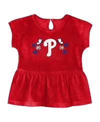 Outerstuff Girls Toddler 2-Piece Red Philadelphia Phillies Hop Base Fashion T-Shirt and Shorts Set