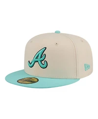 New Era Men's Light Beige/Turquoise Atlanta Braves Two-Tone Color Pack 59FIFTY Fitted Hat