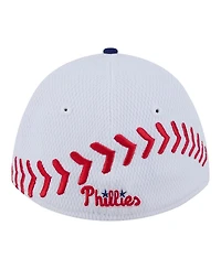 New Era Big Boys and Girls White/Red Philadelphia Phillies Baseball 39THIRTY M-Crown Flex Hat