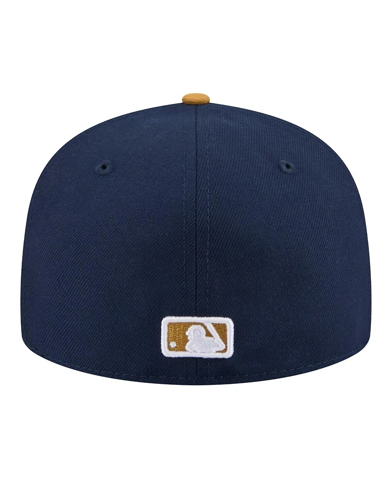 New Era Men's Navy/Khaki Atlanta Braves Two-Tone Color Pack 59FIFTY Fitted Hat