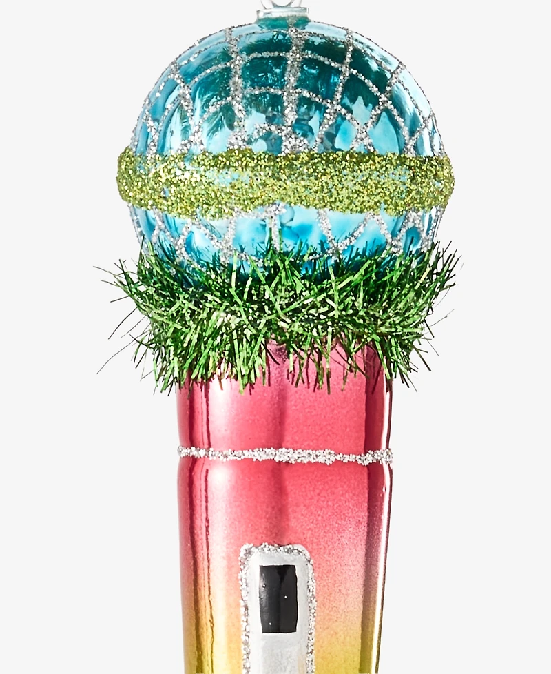 Holiday Lane Disco Brights Glass Microphone Ornament, Macy's Exclusive
