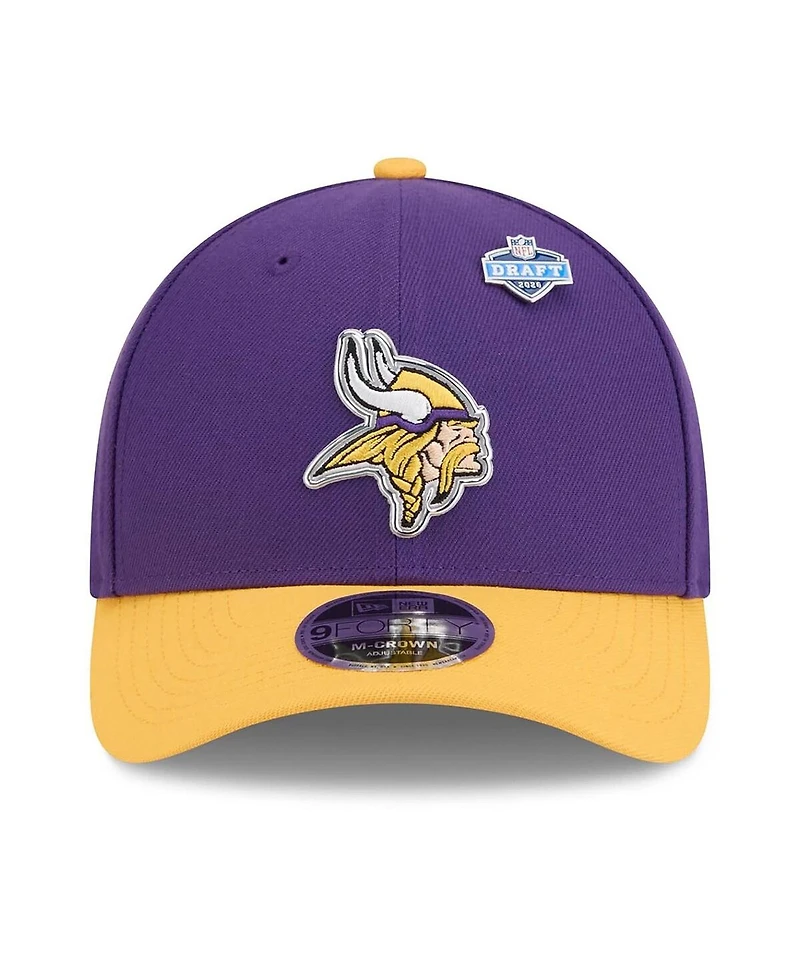 New Era Men's Purple/Gold Minnesota Vikings 2026 Nfl Draft 9FORTY M-Crown Adjustable Hat