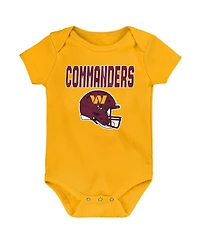 Outerstuff Baby Boys and Girls 3-Pack Washington Commanders Littlest Player Bodysuit Set