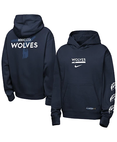 Nike Big Boys and Girls Navy Minnesota Timberwolves Courtside Club Premiere Hoodie