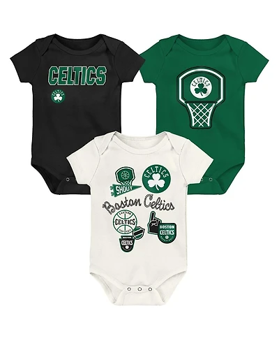 Outerstuff Baby Boys and Girls 3-Pack Boston Celtics Littlest Player Bodysuit Set