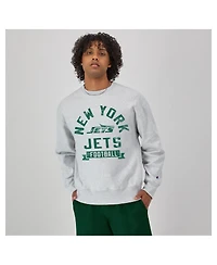 Champion Men's Heather Gray New York Jets Reverse Weave Fleece Pullover Sweatshirt