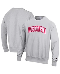 Champion Men's Gray Wisconsin Badgers Reverse Weave Fleece Sweatshirt