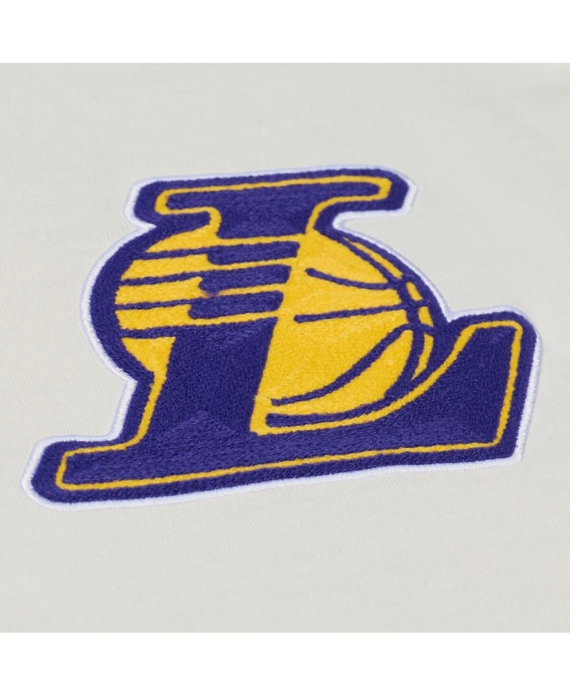 Mitchell & Ness Men's Cream Los Angeles Lakers Hardwood Classics Chainstitch Premium T-Shirt