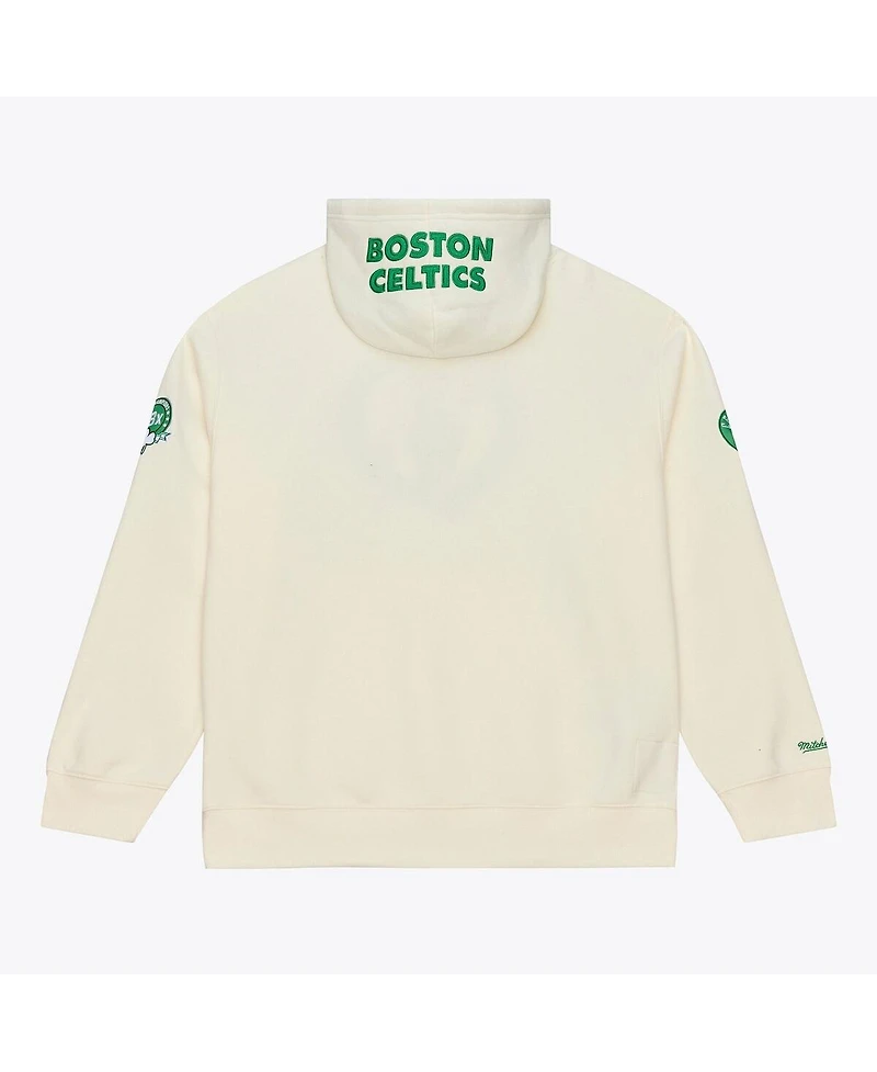Mitchell & Ness Men's Cream Boston Celtics Hardwood Classics Chainstitch Premium Fleece Hoodie