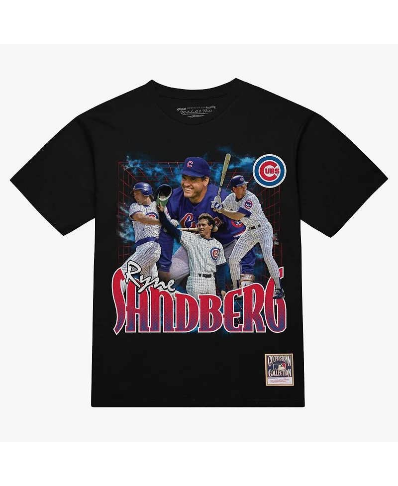 Mitchell & Ness Men's Ryne Sandberg Black Chicago Cubs Legendary Collage Player T-Shirt