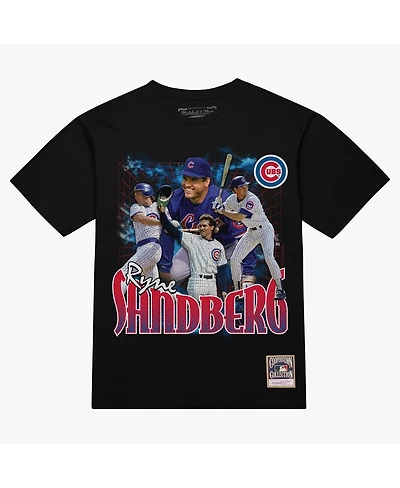 Mitchell & Ness Men's Ryne Sandberg Black Chicago Cubs Legendary Collage Player T-Shirt