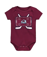 Outerstuff Baby Boys and Girls 3-Pack Colorado Avalanche Littlest Player Bodysuit Set