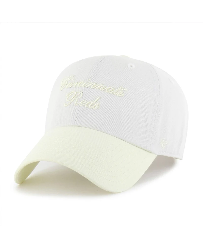 '47 Brand Women's White/Yellow Cincinnati Reds Gelato Two-Tone Clean Up Adjustable Hat