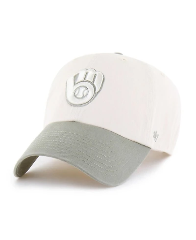 '47 Brand Men's Natural/Olive Milwaukee Brewers Two-Tone Fashion Clean Up Adjustable Hat