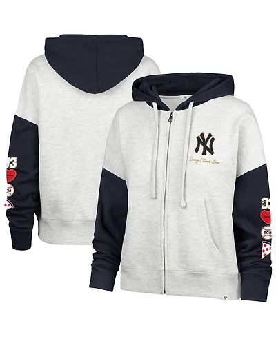 Stoney Clover Lane X '47 Brand Women's Heather Gray/Navy New York Yankees Color Block Full-Zip Hoodie