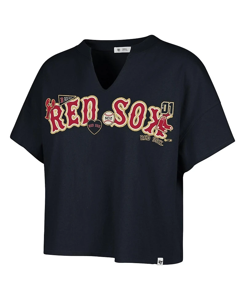 Stoney Clover Lane X '47 Brand Women's Navy Boston Red Sox Oversized Notch Neck T-Shirt
