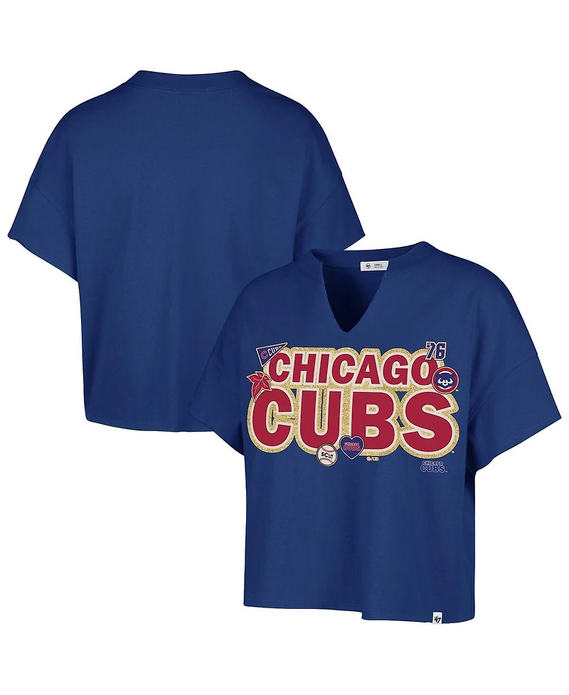 Stoney Clover Lane X '47 Brand Women's Royal Chicago Cubs Oversized Notch Neck T-Shirt
