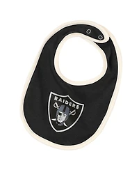 Outerstuff Baby Boys and Girls 3-Piece Las Vegas Raiders Up One Bodysuit, Bib Booties Set
