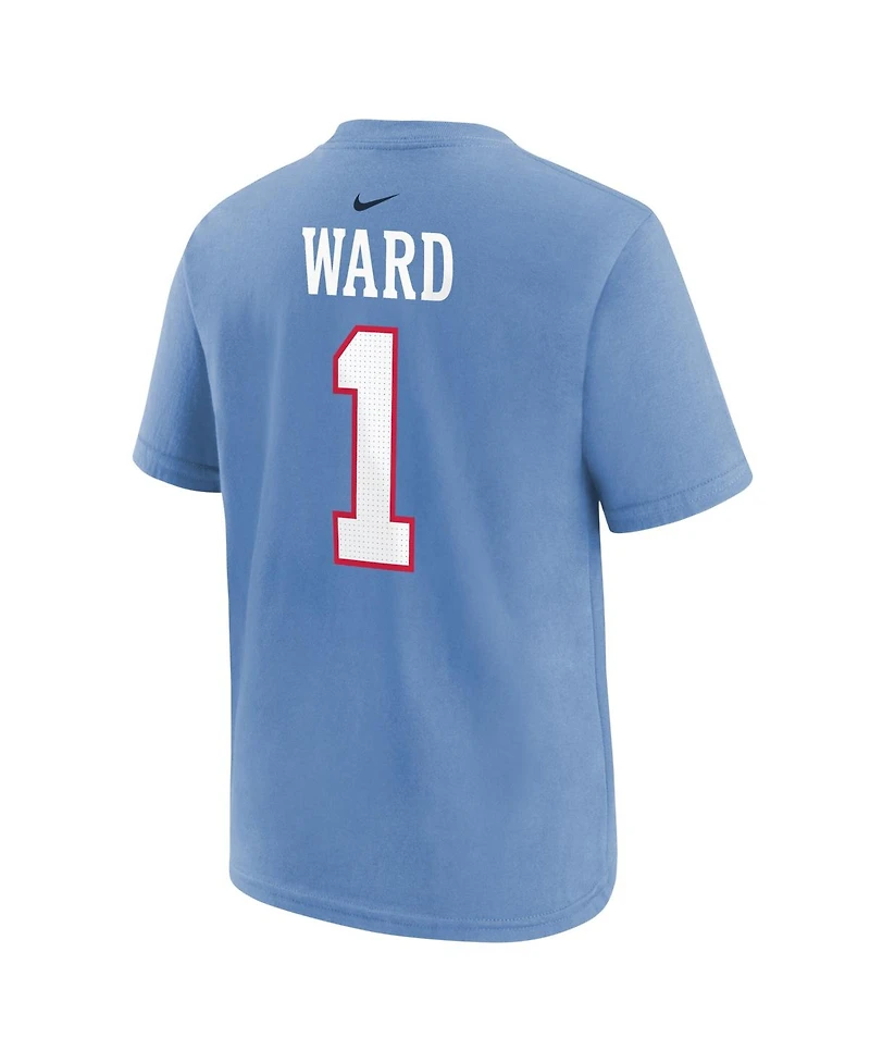 Nike Big Boys and Girls Cameron Ward Light Blue Tennessee Titans Name Number T-Shirt