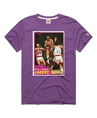 Homage Men's and Women's Magic Johnson Purple Los Angeles Lakers Topps Trading Card Player Tri-Blend T-Shirt