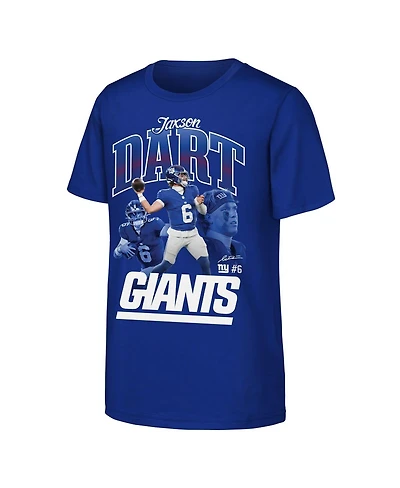 Outerstuff Big Boys and Girls Jaxson Dart Royal New York Giants Triple Pic T-Shirt