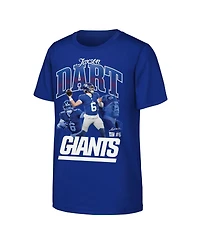 Outerstuff Big Boys and Girls Jaxson Dart Royal New York Giants Triple Pic T-Shirt