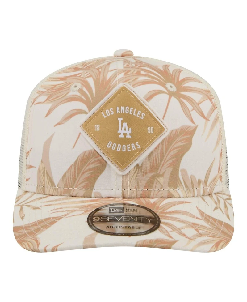New Era Men's Tan Los Angeles Dodgers Tonal Palm 9SEVENTY Adjustable Trucker Hat
