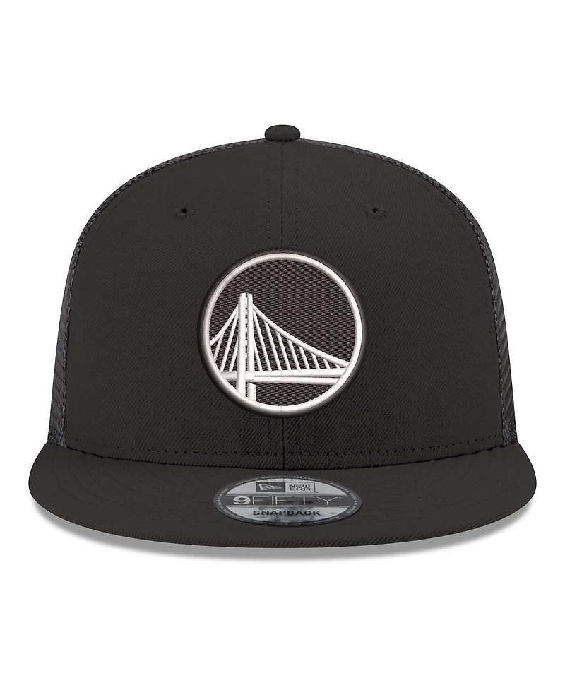 New Era Men's Black Golden State Warriors Core Logo Meshback 9FIFTY Snapback Hat