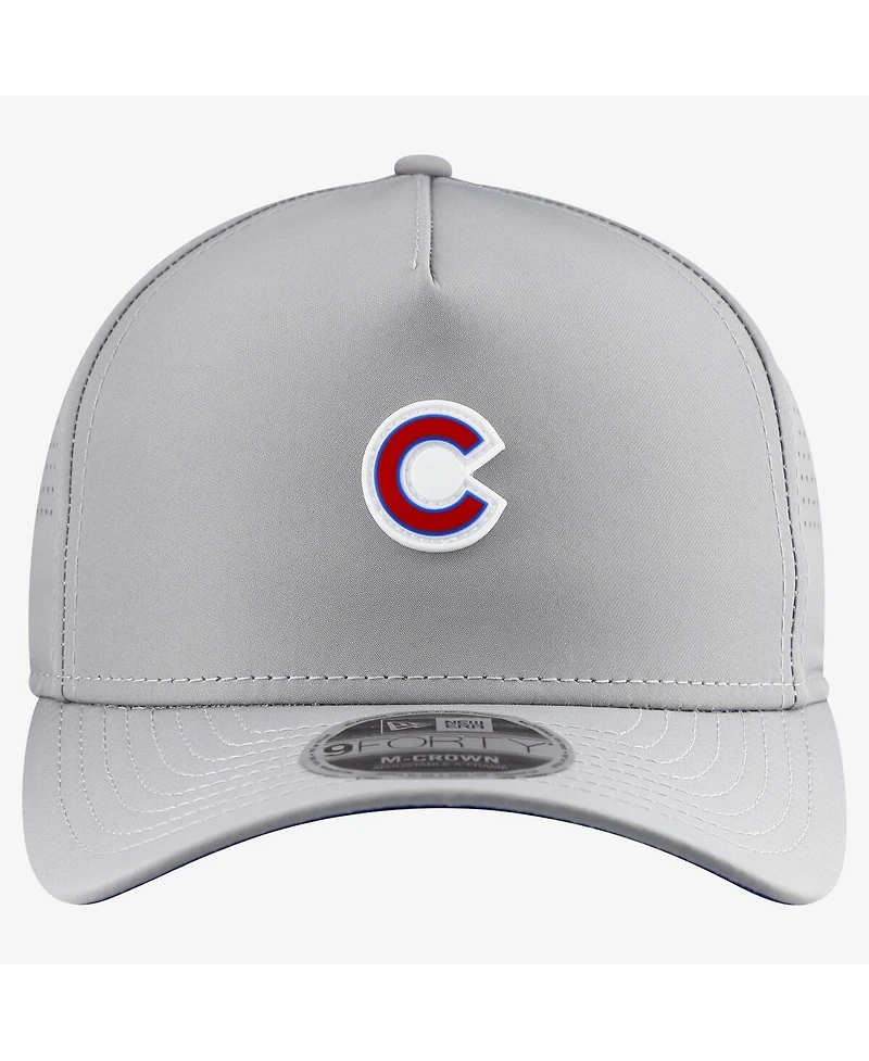New Era Men's Gray Chicago Cubs Micro Logo 9FORTY M-Crown A-Frame Adjustable Hat