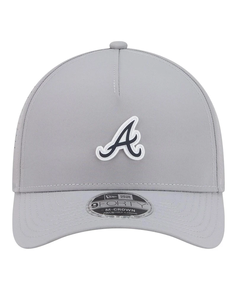 New Era Men's Gray Atlanta Braves Micro Logo 9FORTY M-Crown A-Frame Adjustable Hat