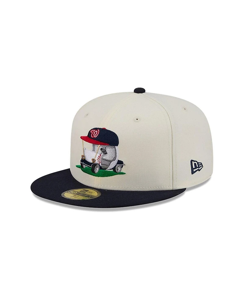New Era Men's Cream/Navy Washington Nationals Bullpen Cart 59FIFTY Fitted Hat