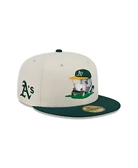 New Era Men's Cream/Green Athletics Bullpen Cart 59FIFTY Fitted Hat