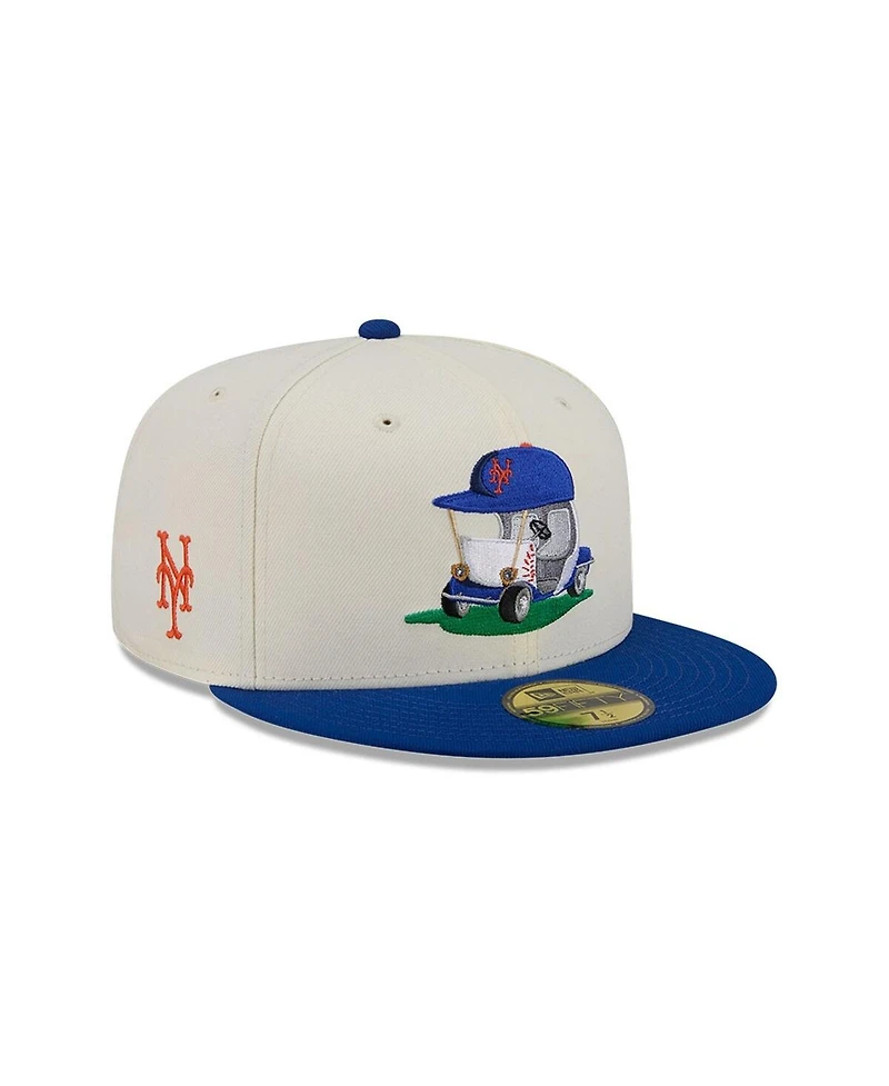 New Era Men's Cream/Royal York Mets Bullpen Cart 59FIFTY Fitted Hat