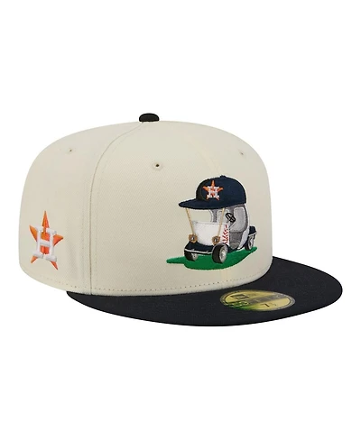 New Era Men's Cream/Navy Houston Astros Bullpen Cart 59FIFTY Fitted Hat