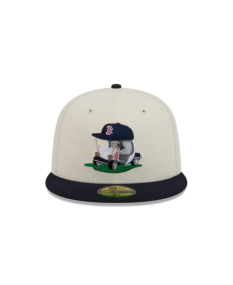 New Era Men's Cream/Navy Boston Red Sox Bullpen Cart 59FIFTY Fitted Hat