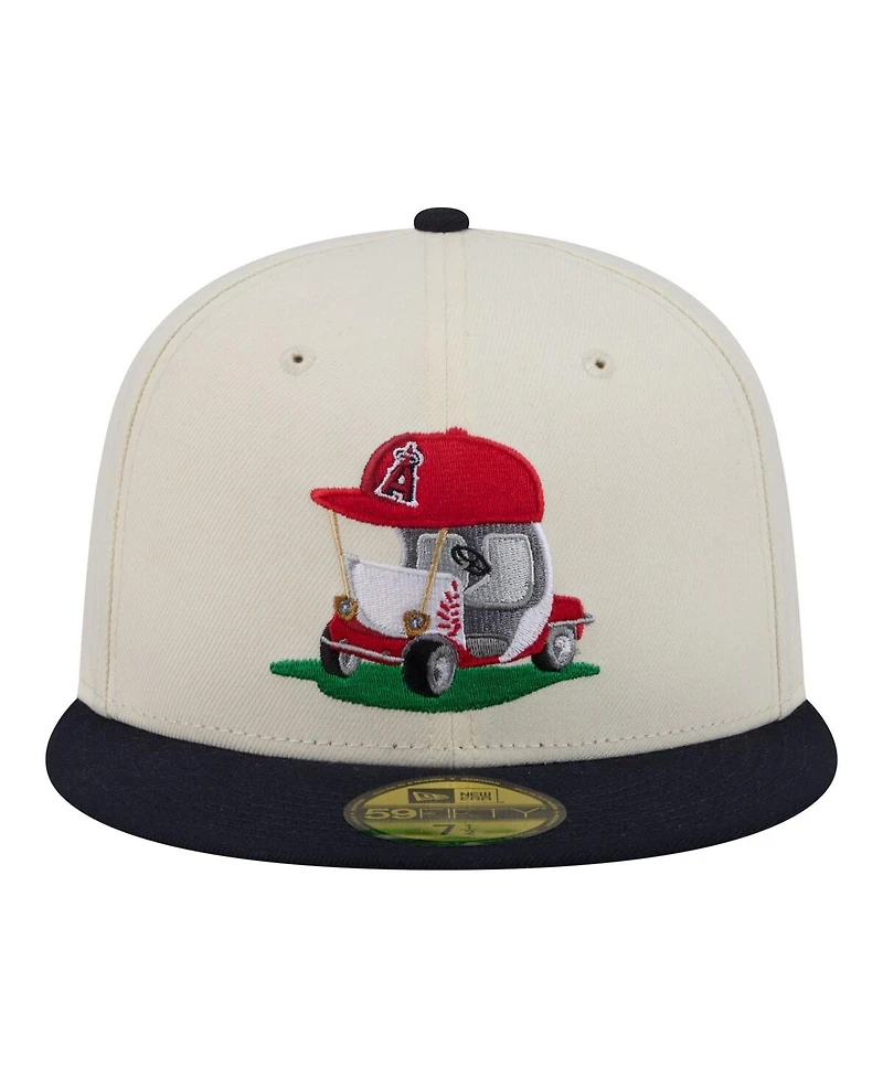 New Era Men's Cream/Navy Los Angeles Angels Bullpen Cart 59FIFTY Fitted Hat