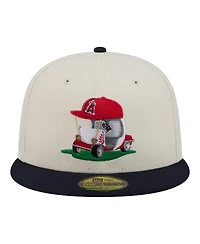 New Era Men's Cream/Navy Los Angeles Angels Bullpen Cart 59FIFTY Fitted Hat