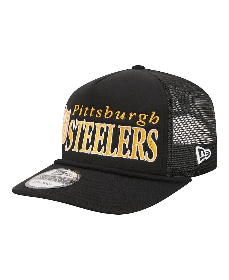 New Era Men's Black Pittsburgh Steelers Throwback Foam 19TWENTY Adjustable Hat