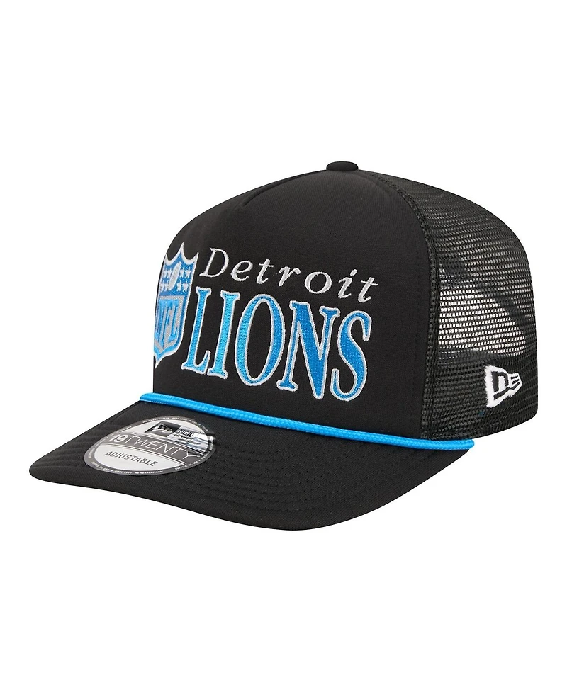 New Era Men's Black Detroit Lions Throwback Foam 19TWENTY Adjustable Hat