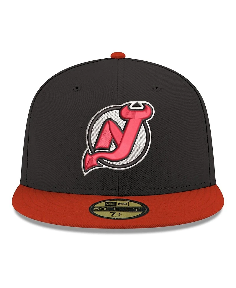 New Era Men's Black Jersey Devils Core Logo Two-Tone 59FIFTY Fitted Hat