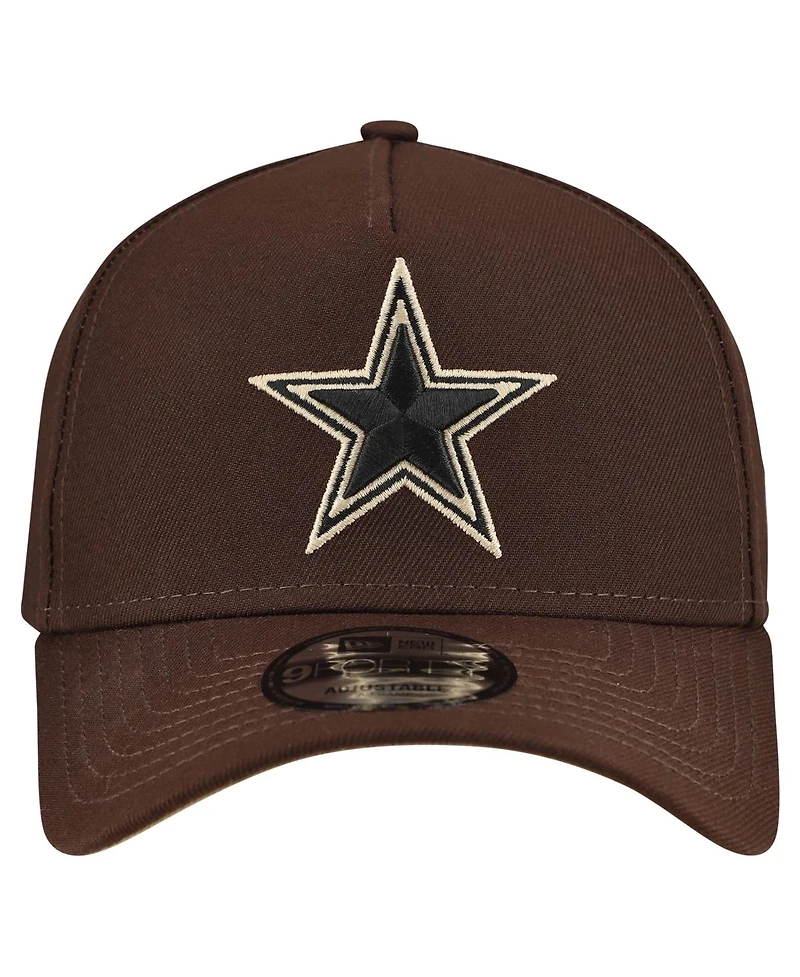 New Era Men's Dark Brown Dallas Cowboys Burnt Wood A-Frame 9FORTY Adjustable Hat