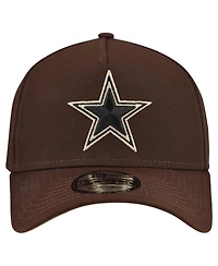 New Era Men's Dark Brown Dallas Cowboys Burnt Wood A-Frame 9FORTY Adjustable Hat