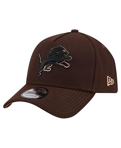 New Era Men's Dark Brown Detroit Lions Burnt Wood A-Frame 9FORTY Adjustable Hat