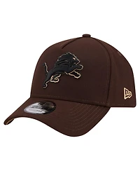 New Era Men's Dark Brown Detroit Lions Burnt Wood A-Frame 9FORTY Adjustable Hat