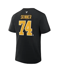 Fanatics Men's Stuart Skinner Black Pittsburgh Penguins Authentic Stack Name and Number T-Shirt
