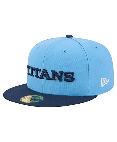 New Era Men's Light Blue/Navy Tennessee Titans Wordmark 59FIFTY Fitted Hat