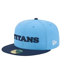New Era Men's Light Blue/Navy Tennessee Titans Wordmark 59FIFTY Fitted Hat