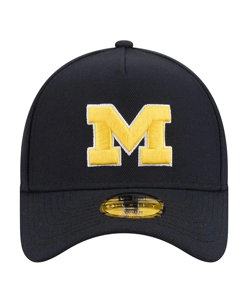 New Era Big Boys and Girls Navy Michigan Wolverines 9FORTY A-Frame Adjustable Hat