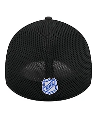 New Era Men's Black York Rangers Logo 39THIRTY Flex Hat